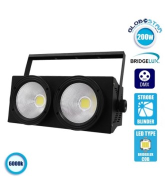 Προβολέας LED COB DMX512 Strobe Blinder Matrix Light 200 Watt (2x100w) Ψυχρό Λευκό 6000k GloboStar 51162